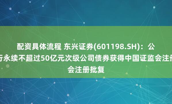 配资具体流程 东兴证券(601198.SH)：公开发行永续不超过50亿元次级公司债券获得中国证监会注册批复